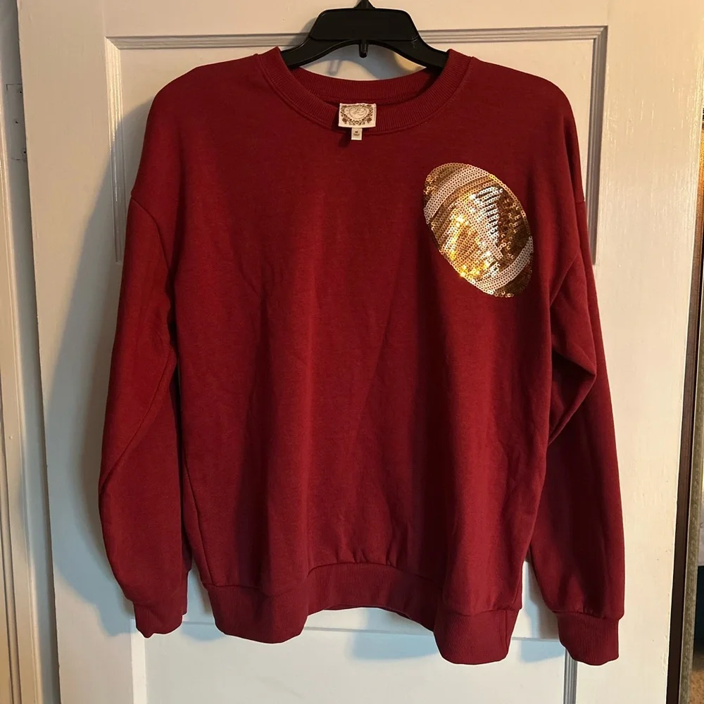 Football bling Game Day sweatshirt, burgundy, M - Picture 2 of 6